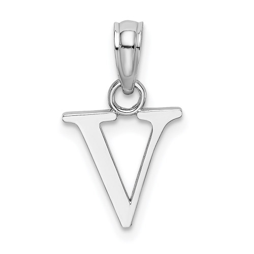 14K White Gold Polished Block Letter V Initial Pendant 14K White Gold Polished Block Letter V Initial Pendant