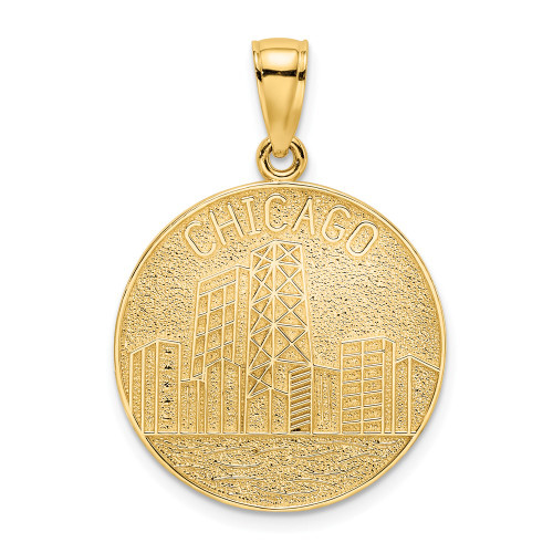 14K CHICAGO Skyline On Round Disc Charm
