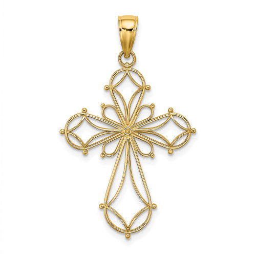 14K Cut-Out Shapes Fancy Cross Charm