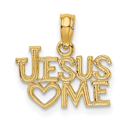 14K Polished / Engraved JESUS HEART ME Charm