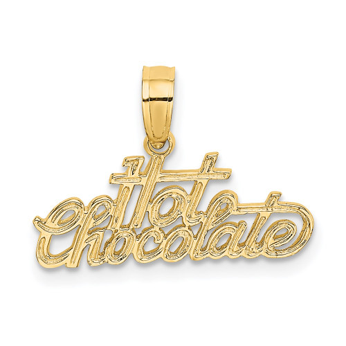 14K Polished Engraved HOT CHOCOLATE Charm