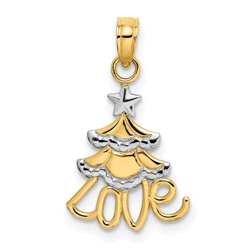 14k w/ Rhodium LOVE Christmas Tree Charm