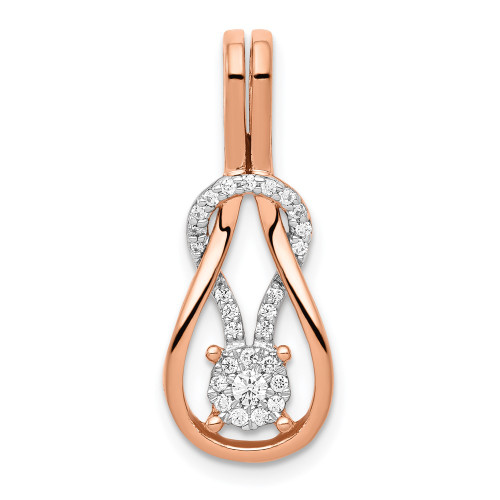 14k Rose Gold 1/6ct. Diamond Square Knot Slide Pendant