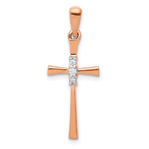 14k Rose Gold .03ct. Diamond Cross Pendant