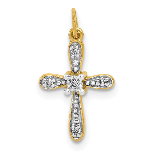 14k and Rhodium .03ct. Diamond Cross Charm