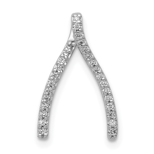 14k White Gold Diamond Wishbone Chain Slide