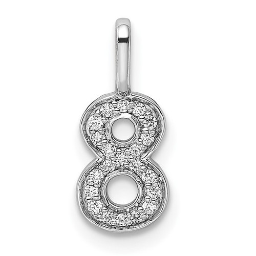14k White Gold Diamond Number 8 Pendant