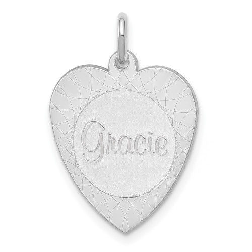 14K White Gold Large Heart Disc with Name Charm
