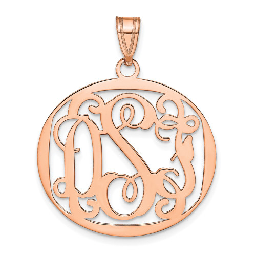 14K Rose Gold Polished Large Circle Monogram Pendant