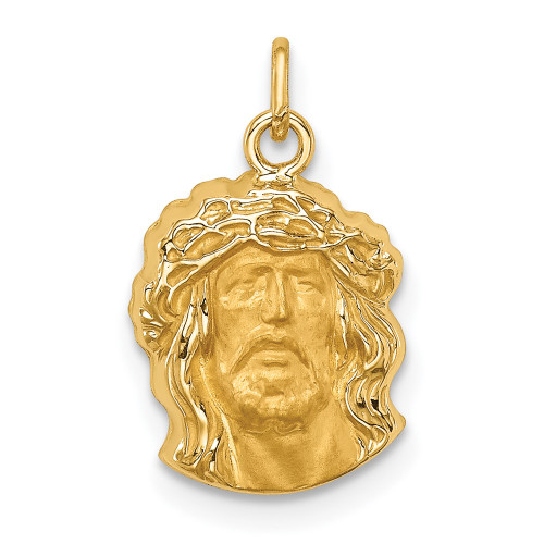 14k Hollow Polished/Satin Small Jesus Medal