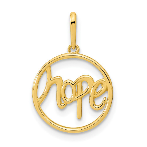 14K Polished Circle with HOPE Pendant