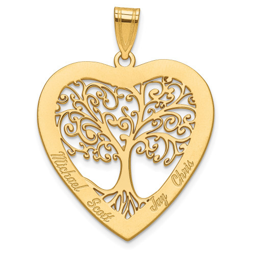 10KY Heart Family Tree Pendant