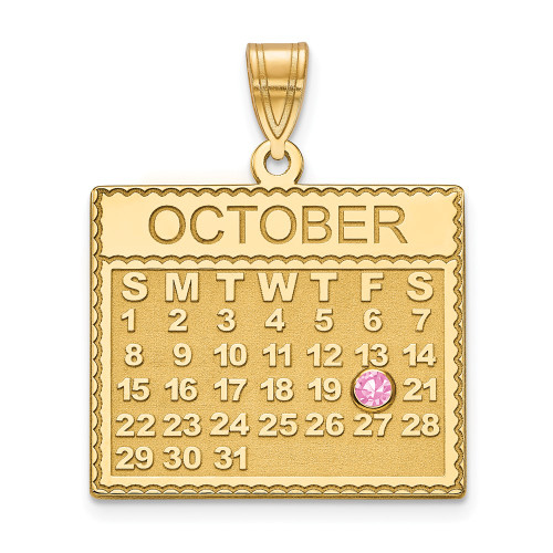 10KY Calendar w/ 18k Bezel Birthstone Pendant