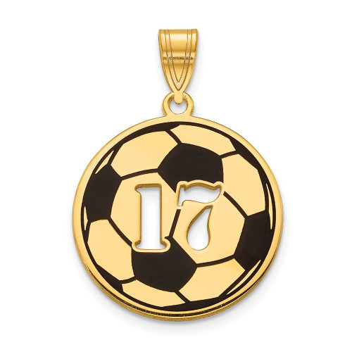 10KY Enameled Personalized Soccer Ball with Cut Out Number Pendant