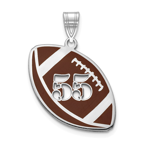 10KW Enameled Personalized Football with Cut Out Number Pendant