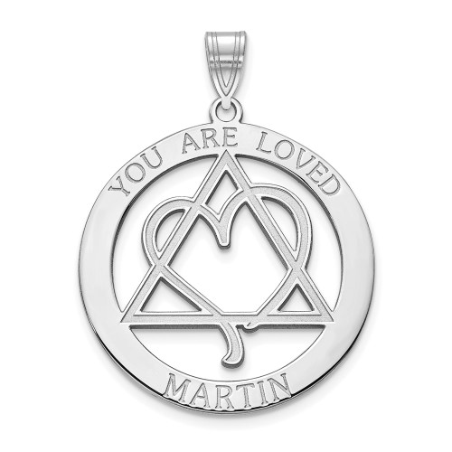 10K White Gold Personalized YOU ARE LOVED Adoption Pendant