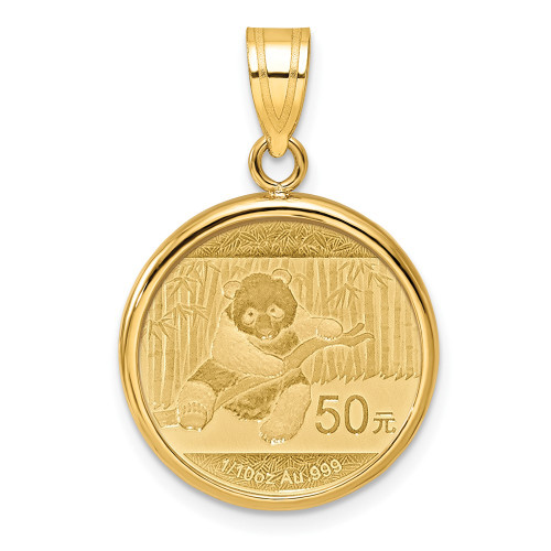 14ky1/10Panda Mounted Coin Prong Polished Plain Bezel Pendant