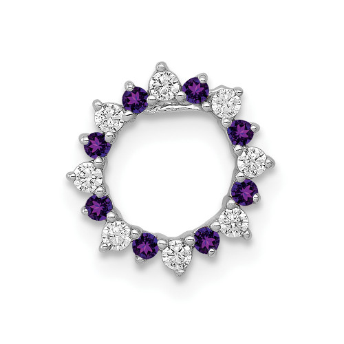 14k White Gold Diamond and .08 Amethyst Fancy Circle Chain Slide