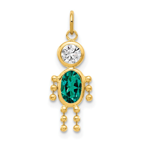 14k May Boy Birthstone Charm