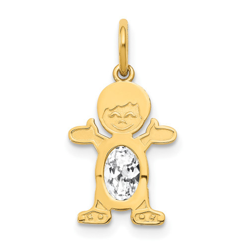 14K Boy 6x4 Oval Genuine White Topaz-April