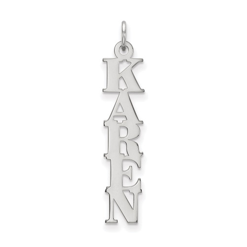 14K White Gold Vertical Name Plate Charm