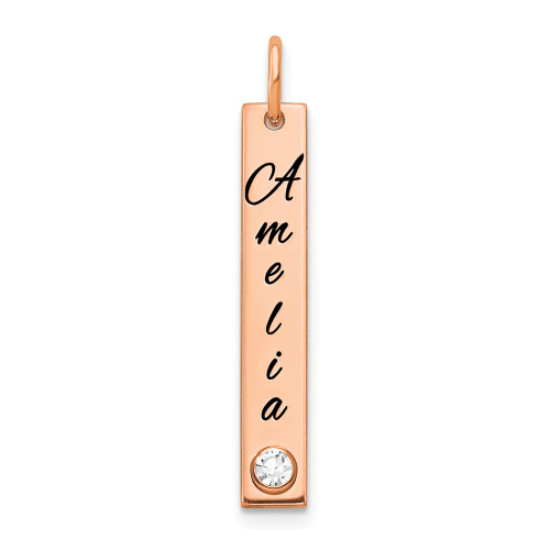 14KR Small Enameled w/18k Bezel Birthstone Vertical Bar Charm