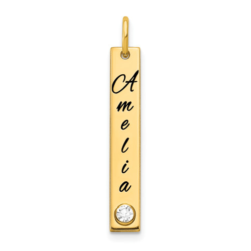 14KY Small Enameled w/18k Bezel Birthstone Vertical Bar Charm