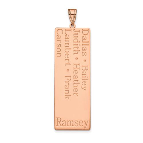 14K Rose Gold 7 Name Family Pendant