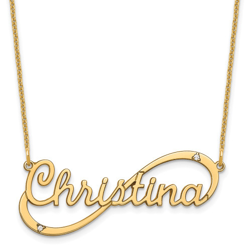 14ky Rose Gold Infinity Nameplate with Diamonds