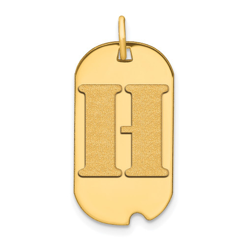 14k Polished Letter H Initial Dog Tag Pendant