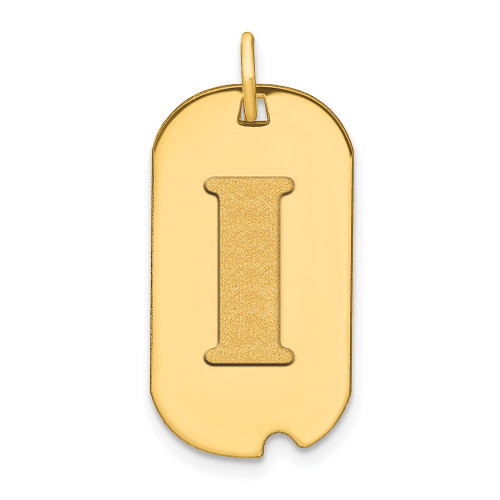 14k Polished Letter I Initial Dog Tag Pendant