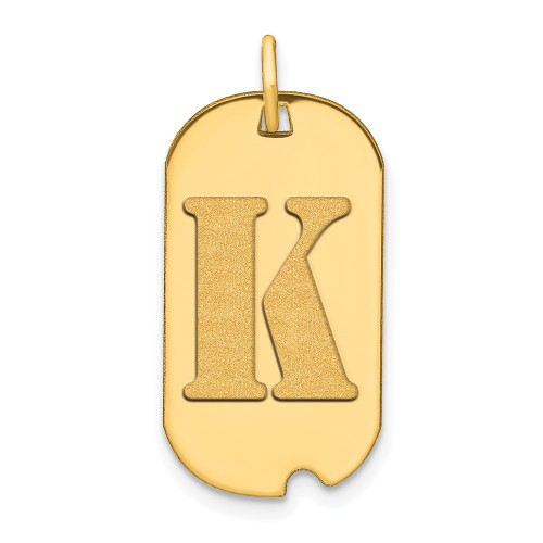 14k Polished Letter K Initial Dog Tag Pendant