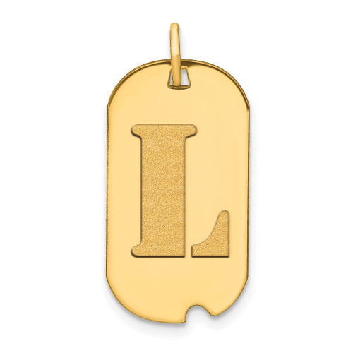 14k Polished Letter L Initial Dog Tag Pendant