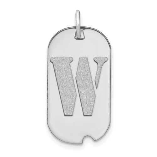 14kw Polished Letter W Initial Dog Tag Pendant