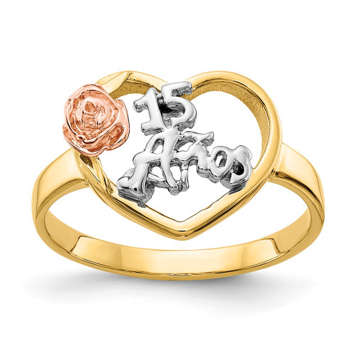 14k Two-tone & Rhodium 15 Anos Ring