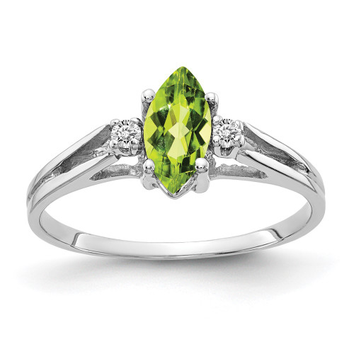 14k White Gold 8x4mm Marquise Peridot AAA Diamond ring