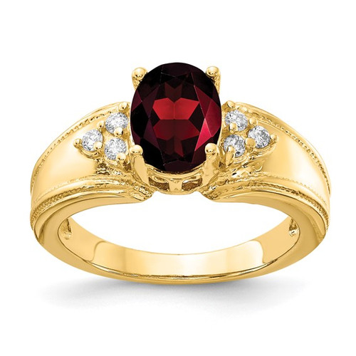 14k 8x6mm Oval Garnet VS Diamond ring