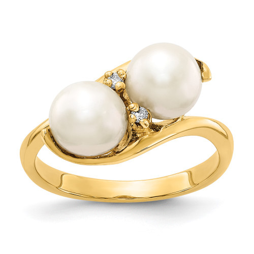 14k 6mm Black FW Cultured Pearl AAA Diamond ring