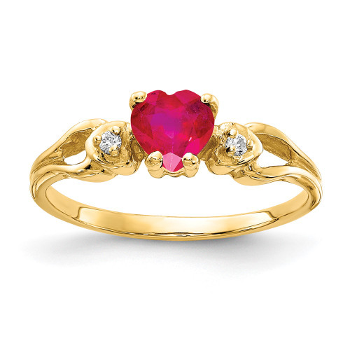 14k 5mm Heart Ruby A Diamond ring