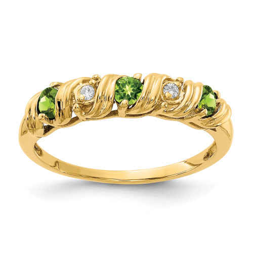 14k 2.75mm Peridot AA Diamond ring