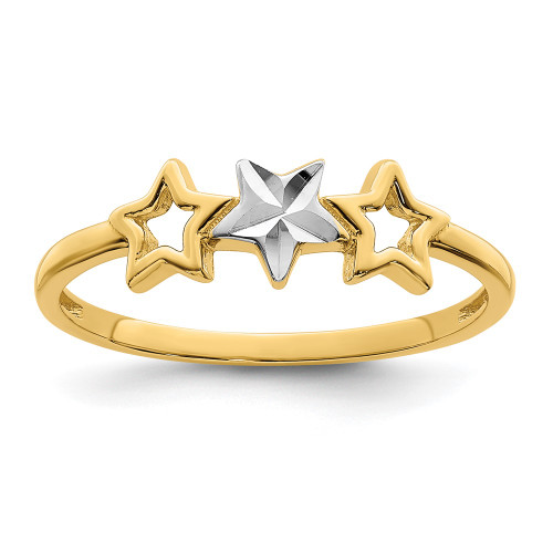 14k w/Rhodium 3-star Ring