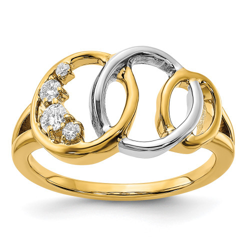 14k with Rhodium Polished Diamond Triple Circle Ring