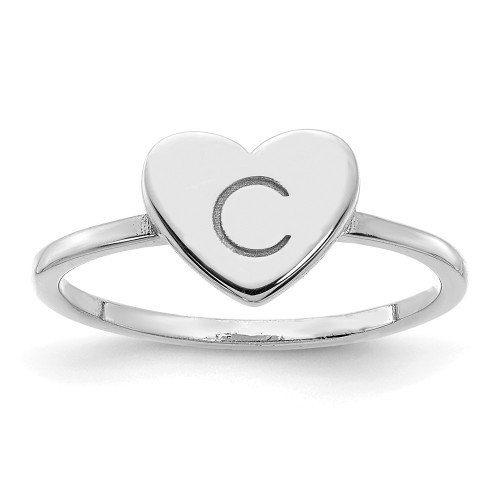 10KW Initial Heart Signet Ring