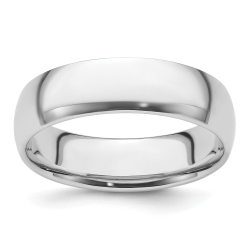 Platinum 6mm Half-Round Comfort Fit Lightweight Band