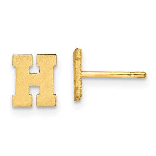 10KY Brushed Initial Letter H Post Earrings
