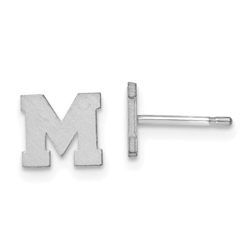 10KW Brushed Initial Letter M Post Earrings 10KW Brushed Initial Letter M Post Earrings