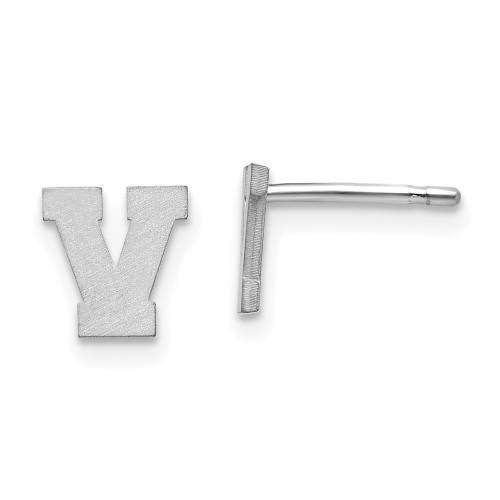 10KW Brushed Initial Letter V Post Earrings
