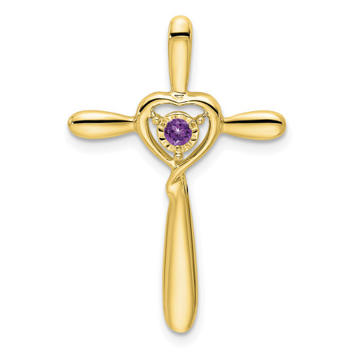 10k Amethyst Cross w/Heart Chain Slide