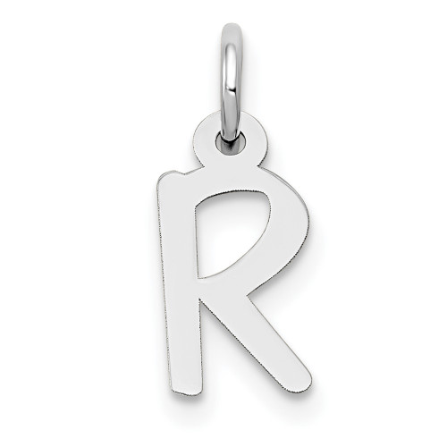 10k White Gold Small Slanted Block Initial R Char