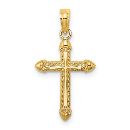 10K Polished w/ Scroll Design Cross Charm